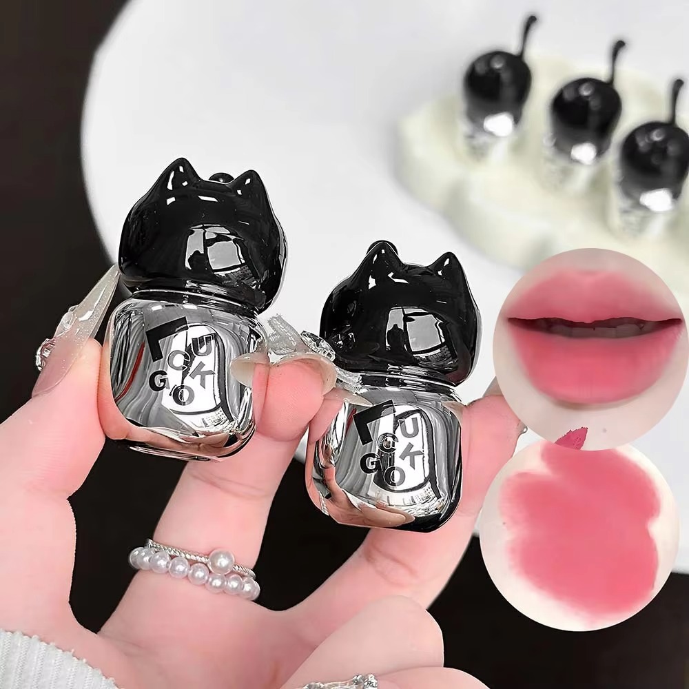 Matte Velvet Lip Tint Long Lasting - Schattige kattenlippenstift met rode tint, fluweelzachte