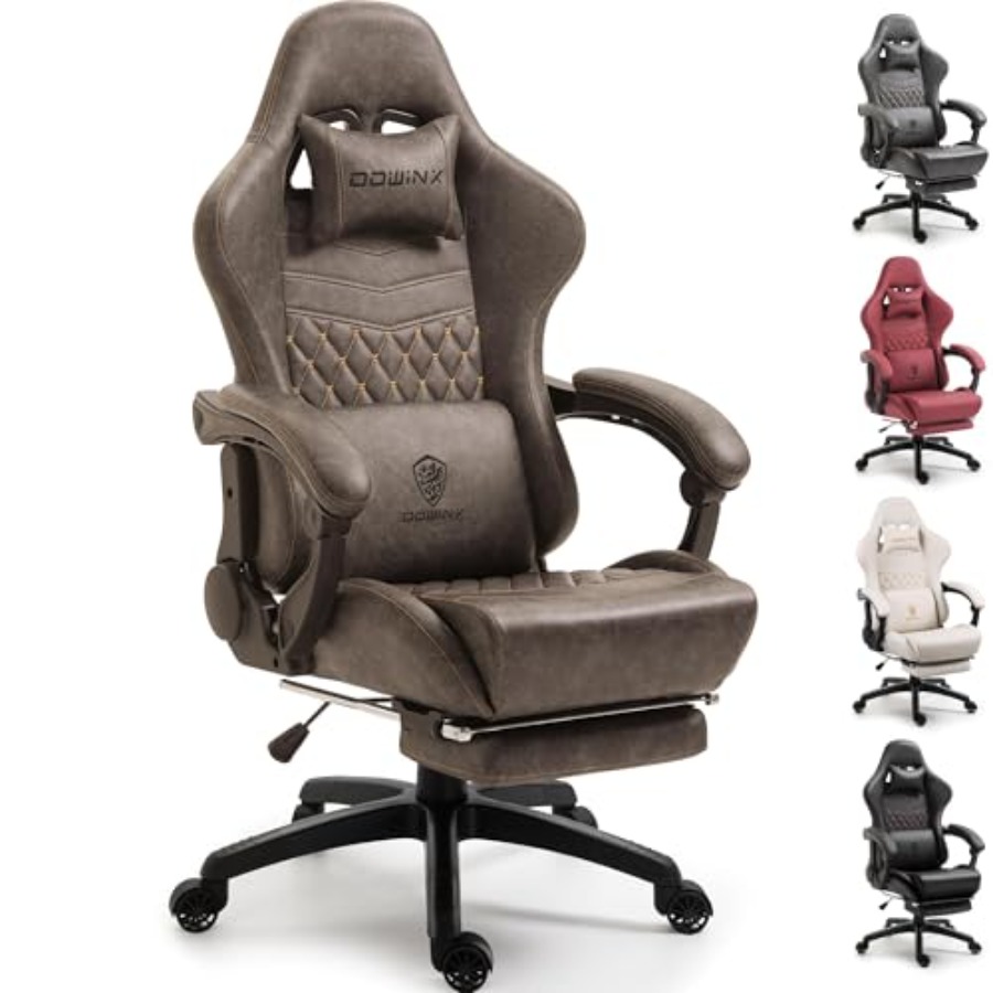 Massage - Grote, hoge vintage gamingstoel voor volwassenen:
