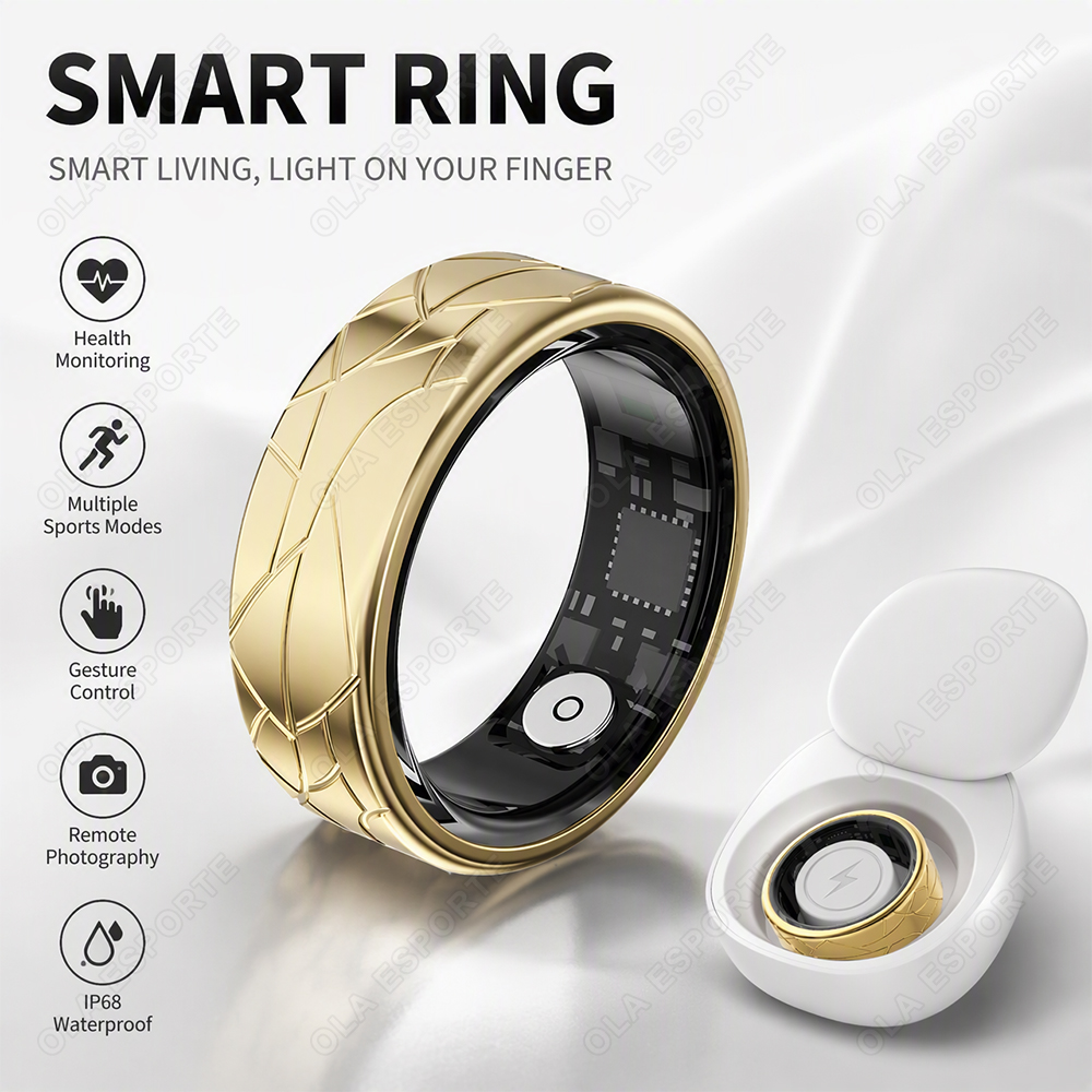 Health Monitors - Roestvrijstalen slimme ring, waterdicht, 24-uurs gezondheidsmonitoring,